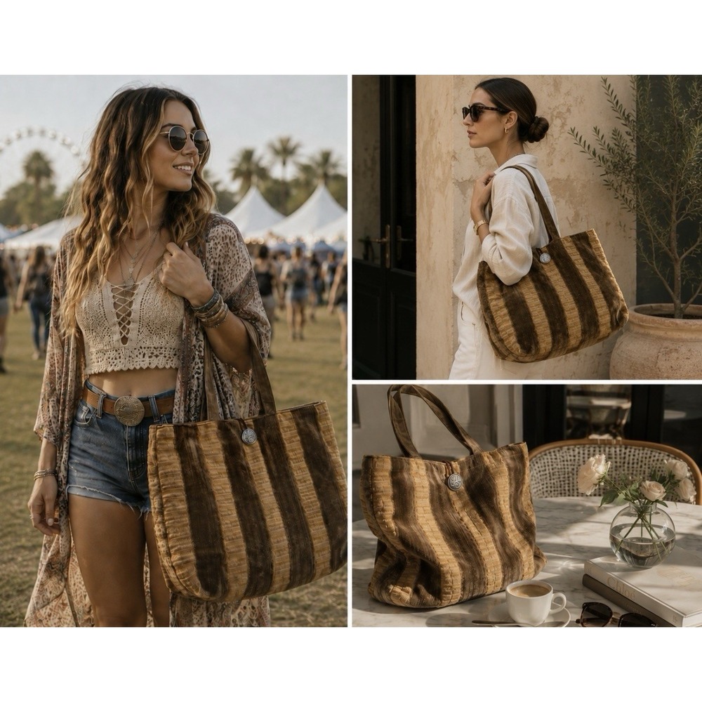 ERDA Artisan Tote VTG Reclaimed Textiles Artisan Handcrafted in Mass Artsy Boho